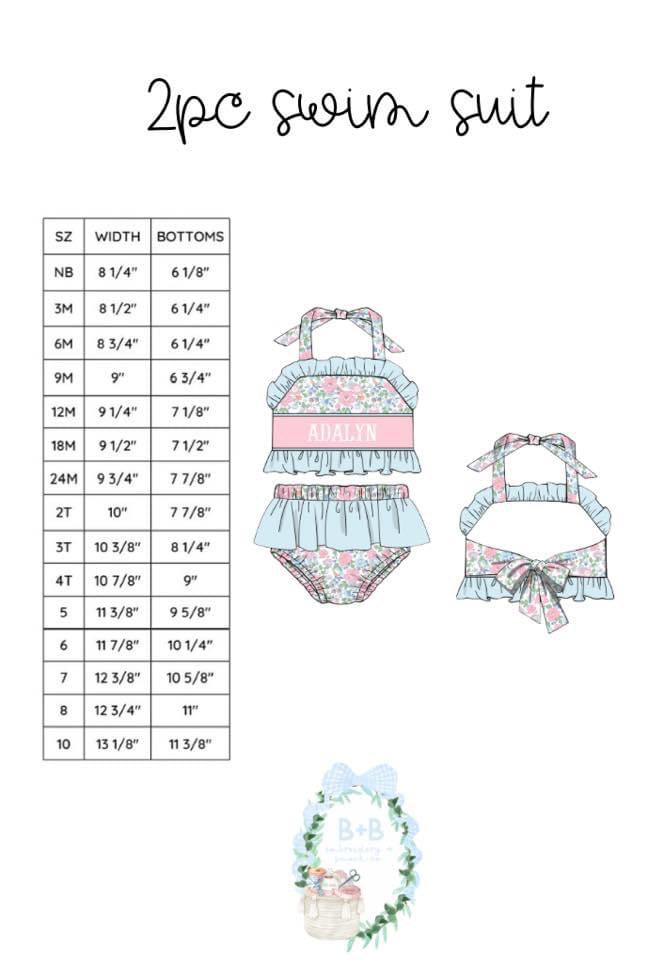 2 PC Swim Suit Size Chart