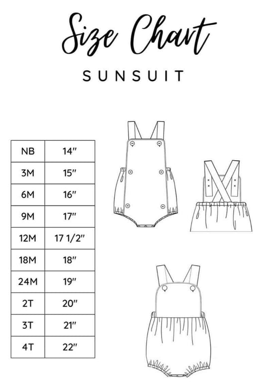 Sunsuit Size Chart