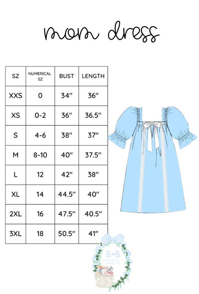 Mom Dress Size Chart