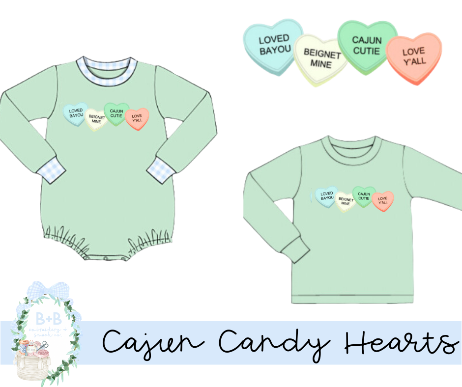 Cajun Candy Hearts Long Sleeve Shirt-Ready To Ship