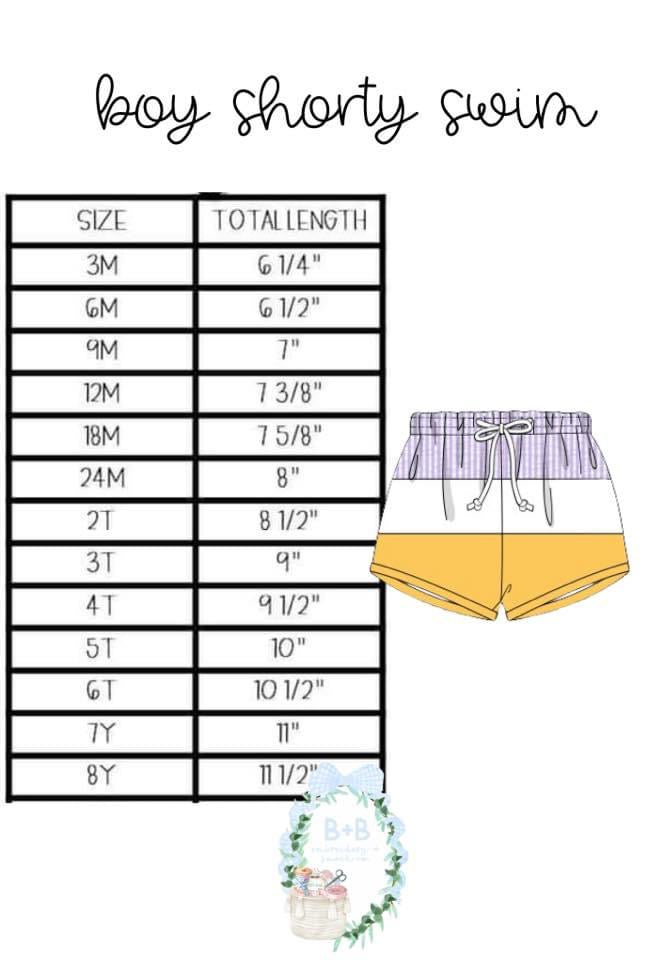 Boy Shorty Swim Size Chart