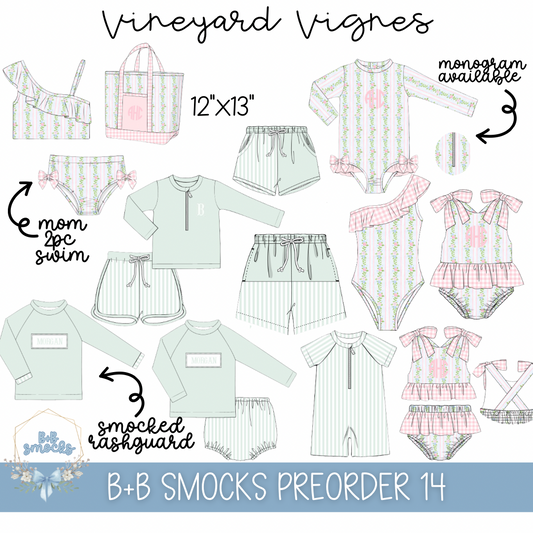 PO 14: Vineyard Vignes (Smocked Children’s Swimwear)